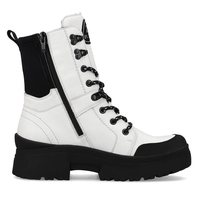 Women's white waterproof leather boots Rieker Revolution W0374-80 black