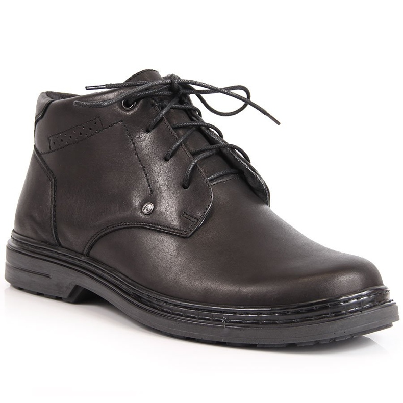 Men's leather ankle boots with zipper black Helios