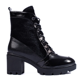 Shelovet lace-up boots for women with high heels black