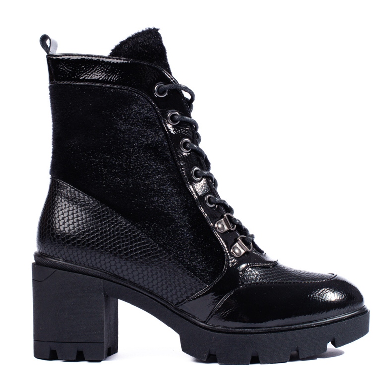 Shelovet lace-up boots for women with high heels black
