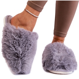 BM Women's Gray Sheryl fur slippers grey