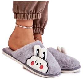 BM Women's Fur Slippers With Rabbit Gray Trisha grey
