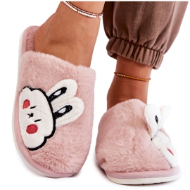 BM Women's Fur Slippers With Rabbit Pink Trisha