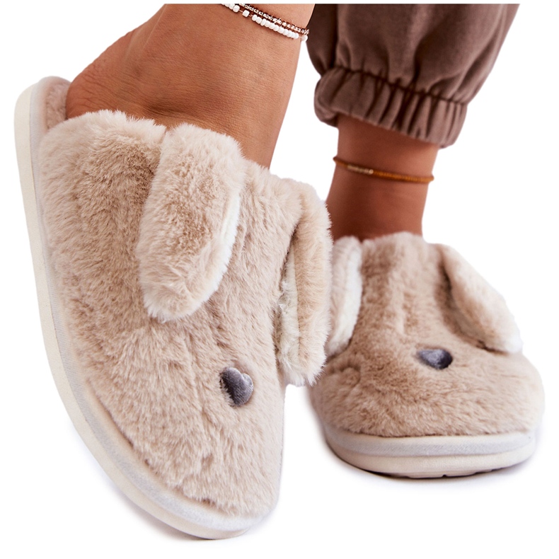 Women's Beige Fur Slippers, Slippers Remmi