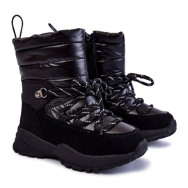 PE1 Black Leena Children's Warm Snow Boots With Zipper