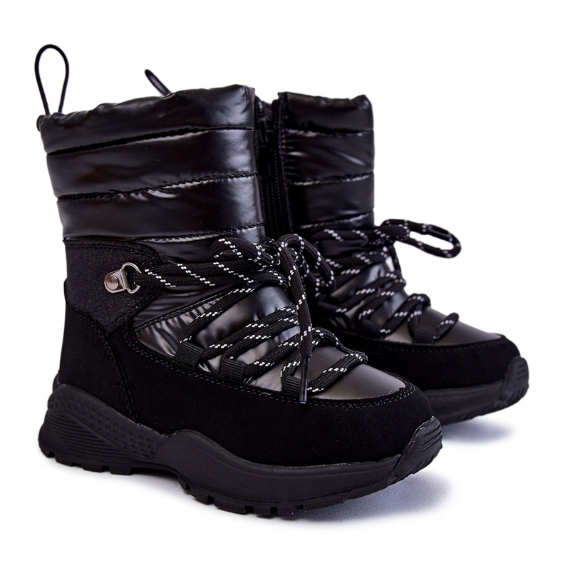 PE1 Black Leena Children's Warm Snow Boots With Zipper