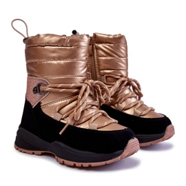 PE1 Children's Gold Leena Warm Snow Boots With Zipper golden