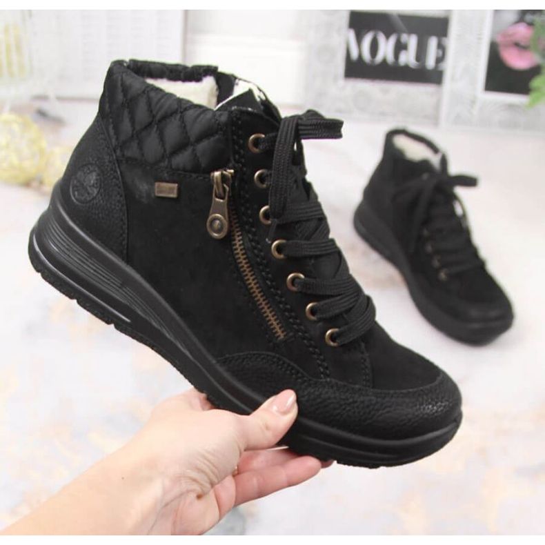 Rieker W RKR567 waterproof leather insulated boots black
