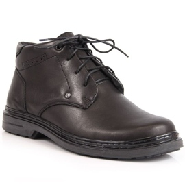 Leather ankle boots with zipper Helios M H810 black