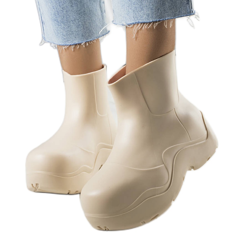 BM Beige rain boots on a high Frolo sole