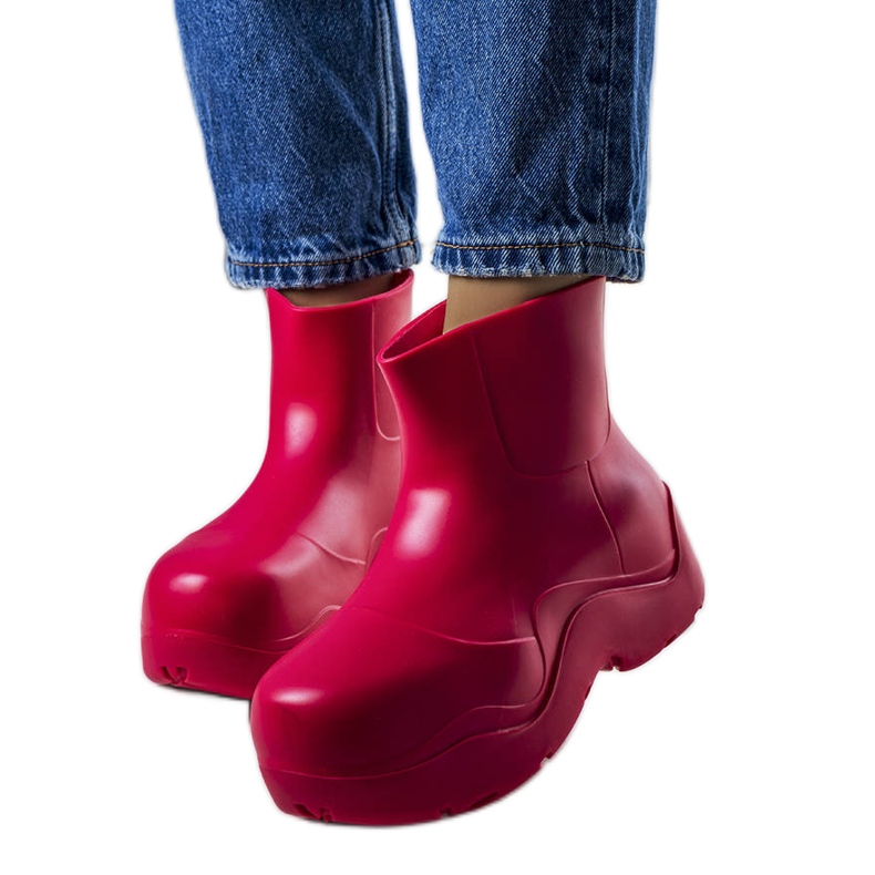 BM Pink rain boots on a high Frolo sole