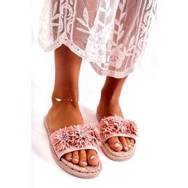 WJ1 Women's Slippers With Fabric Flowers Pink Susana