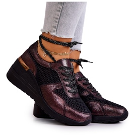 Leather Wedge Sneakers With Mesh S.Barski Black Leather Wedge Sneakers With Mesh S.Barski Black