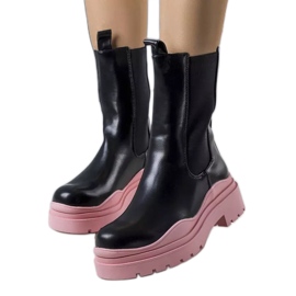 BM Black boots on a pink Jadiel sole