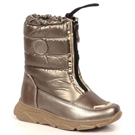 Girls waterproof snow boots with a membrane in golden Kornecki 6920 Girls waterproof snow boots with a membrane in golden Kornecki 6920