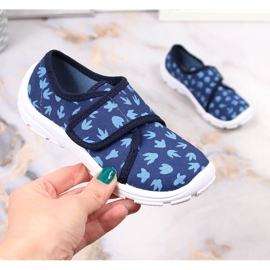 Nursery slippers for boys with velcro navy blue Befado 974X476