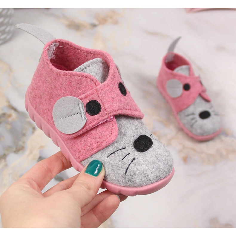 Felt home slippers for girls with Velcro Befado 526P104