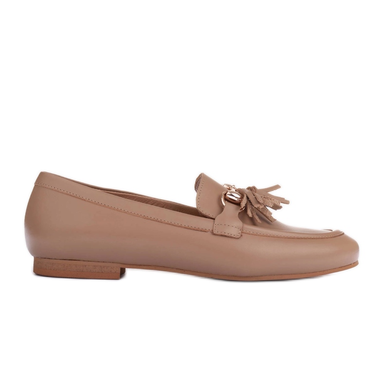 Marco Shoes Leather loafers with fringes beige