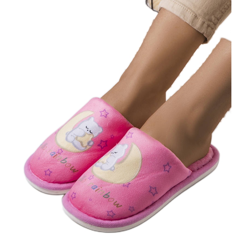 Rainbow moon pink slippers