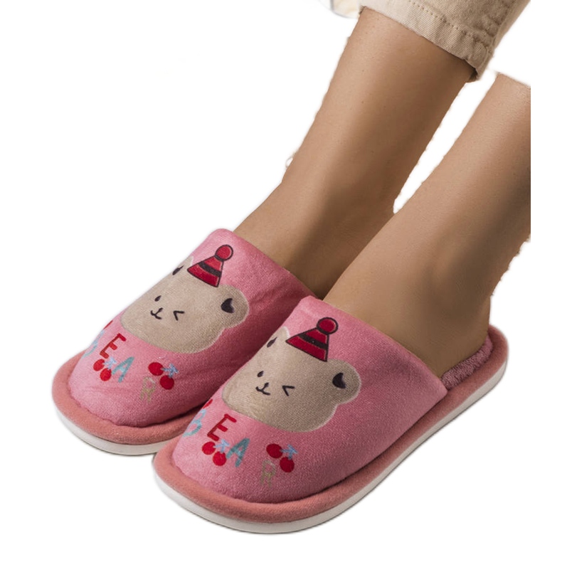 Bear pink soft slippers