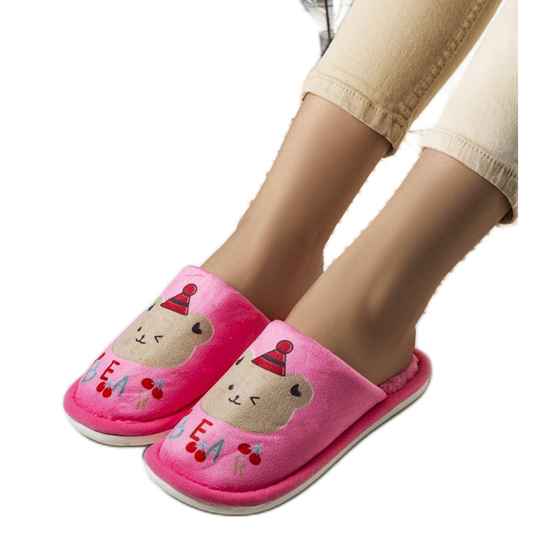BM Dark pink soft Bear slippers