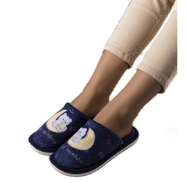 Rainbow moon navy blue soft slippers