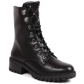 Boots with rhinestones Jezzi W JEZ383 black Boots with rhinestones Jezzi W JEZ383 black