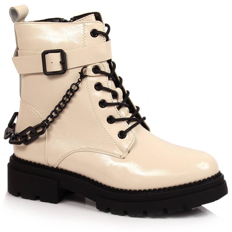 Lacquered boots with a chain insulated Laura La.Fi W PMR28 beige