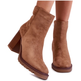 Women's Suede Boots On A Heel With A Zipper Camel Odette beige Women's Suede Boots On A Heel With A Zipper Camel Odette beige