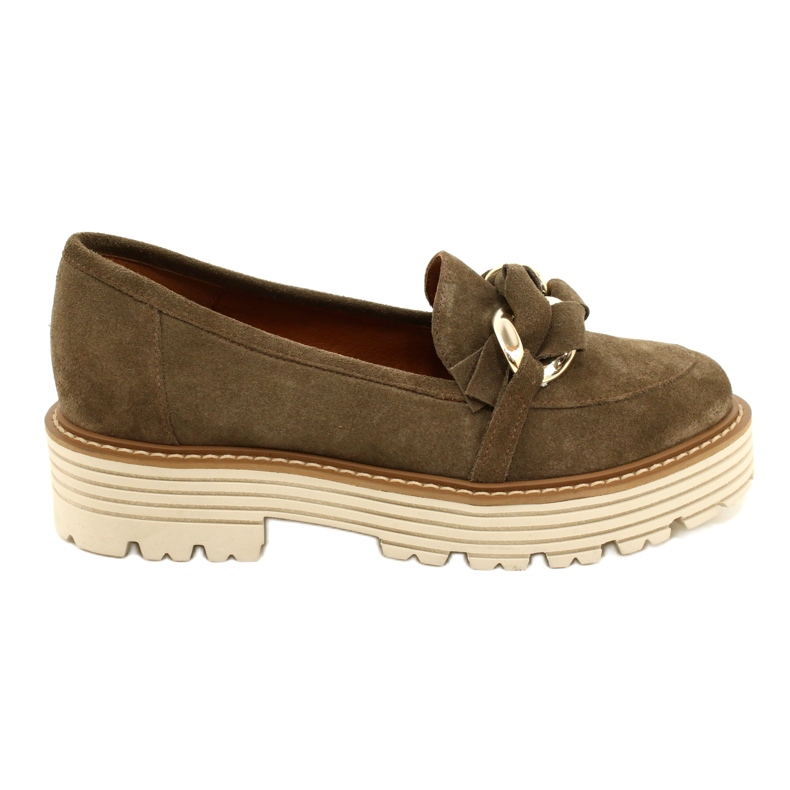 Women's shoes with ornamental ornament Laura Messi 2523 green Women's shoes with ornamental ornament Laura Messi 2523 green