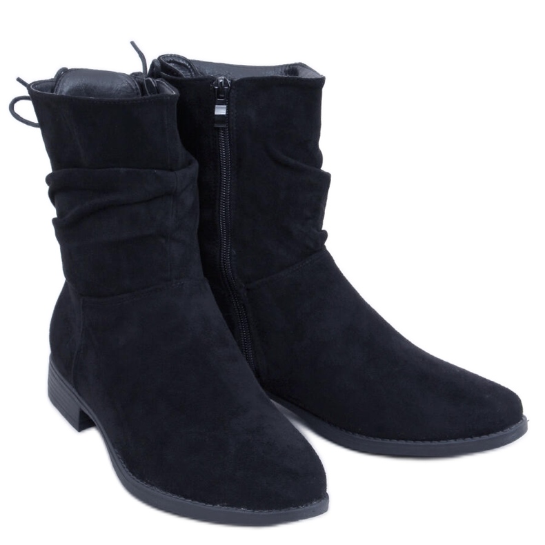 PA1 Theda Black suede flat boots