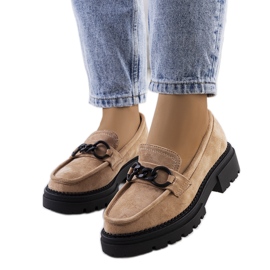 Beige moccasins with tractor soles from Ermens