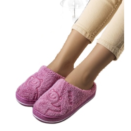 BM Dark pink soft Smile Bear slippers
