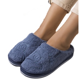 Navy blue Smile Bear soft slippers