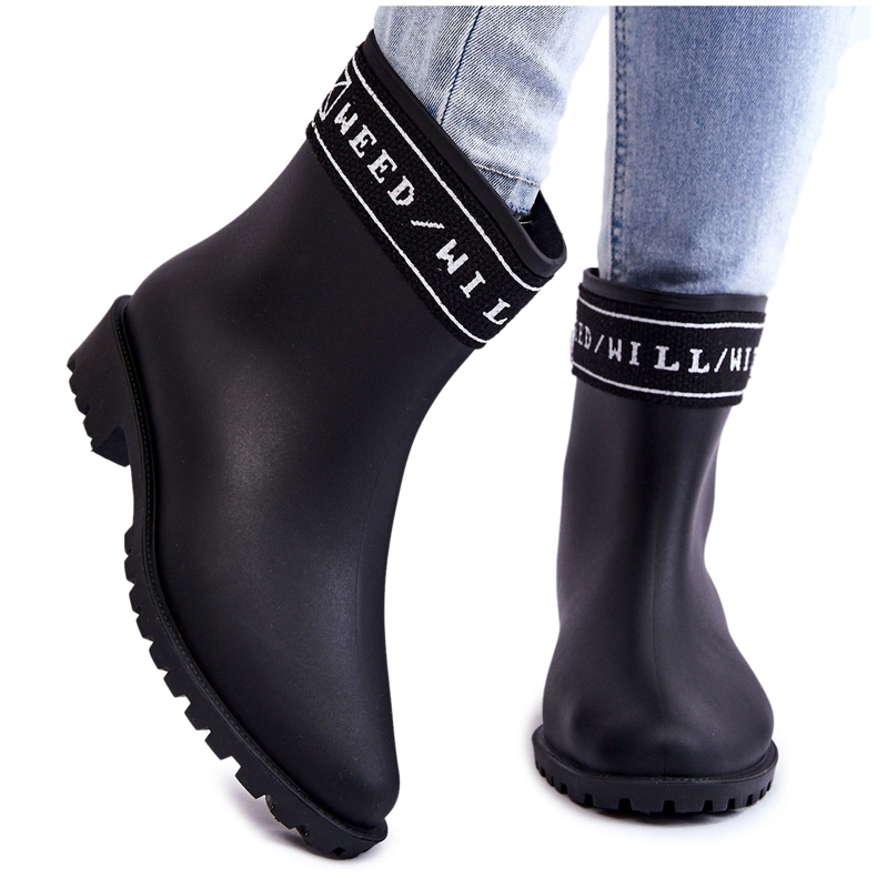 PA1 Women's Slip-on Flat Heel Rain Boots Black Coreta