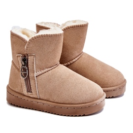 Children's Slip-On Warm Snow Boots Beige Catellie brown