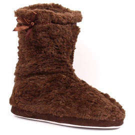 BM Women's high warmed fur slippers brown Stella BM Women's high warmed fur slippers brown Stella