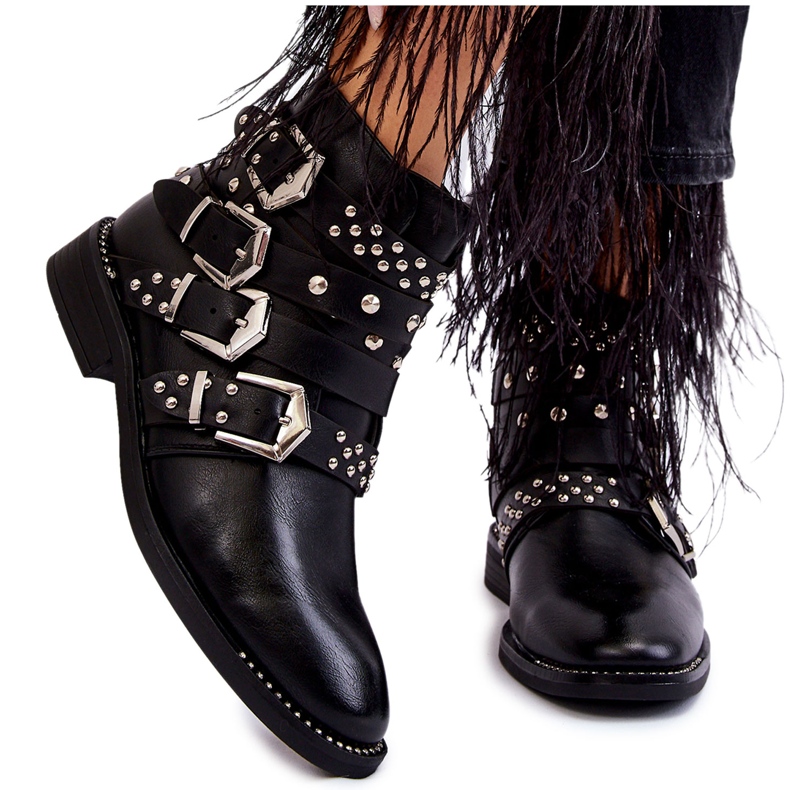 PA1 Women's Boots With Stripes And Studs Black Ramso