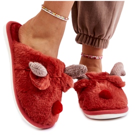 PA1 Women's Slippers With Fur And Reindeer Red Sopya