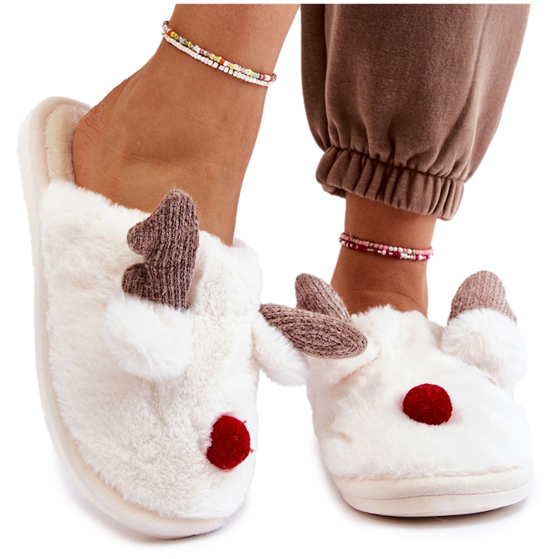 PA1 Women's Slippers With Fur And Reindeer Cream Sopya ecru