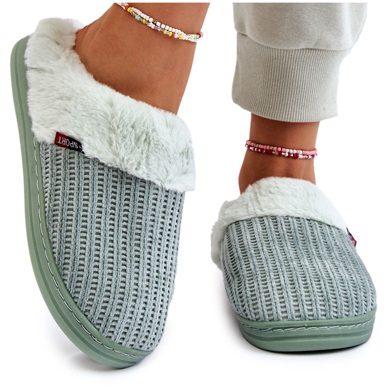 PA1 Women's Insulated Slip-On Slippers With Fur Green Leriss