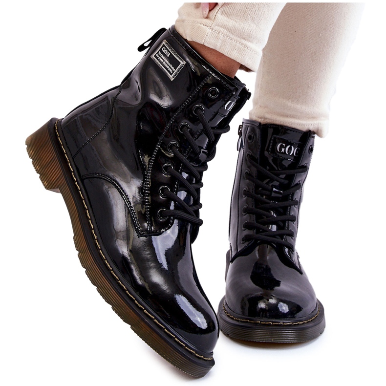 Women's Lacquered Insulated Boots GOE II2N4050 Black