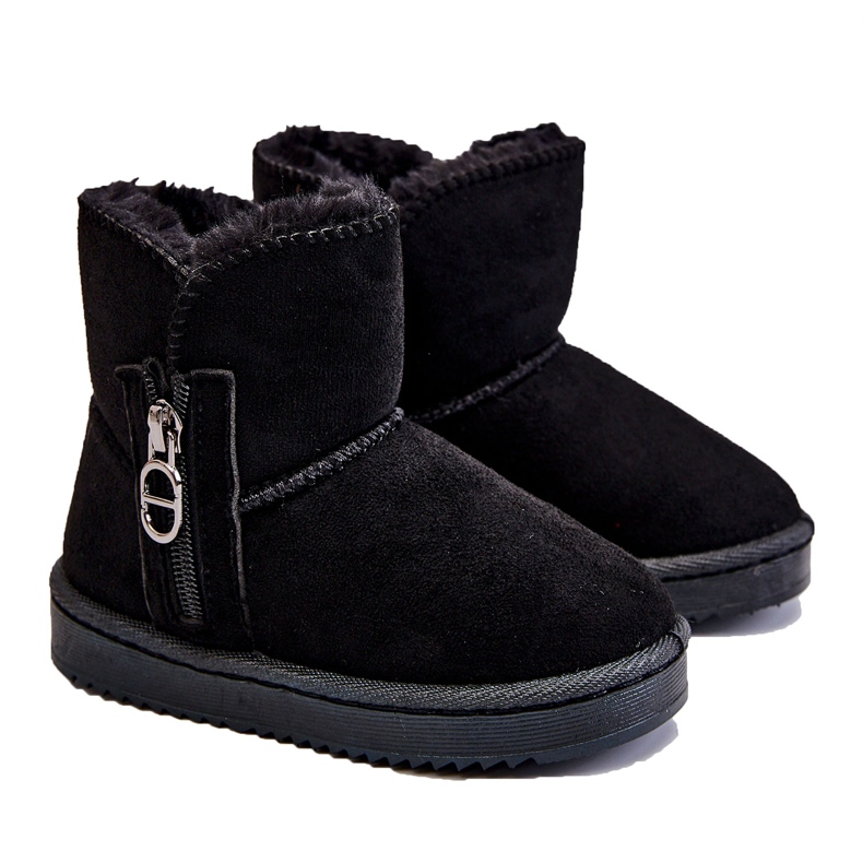 Children's Slip-on Warm Snow Boots Black Catellie Children's Slip-on Warm Snow Boots Black Catellie