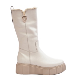 Women's Wool Leather Boots Cream Bayla beige