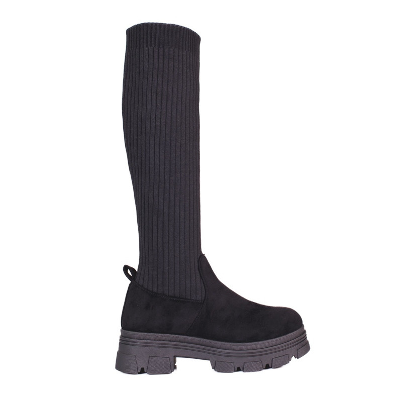 Women's platform boots Shelovet black with an elastic upper