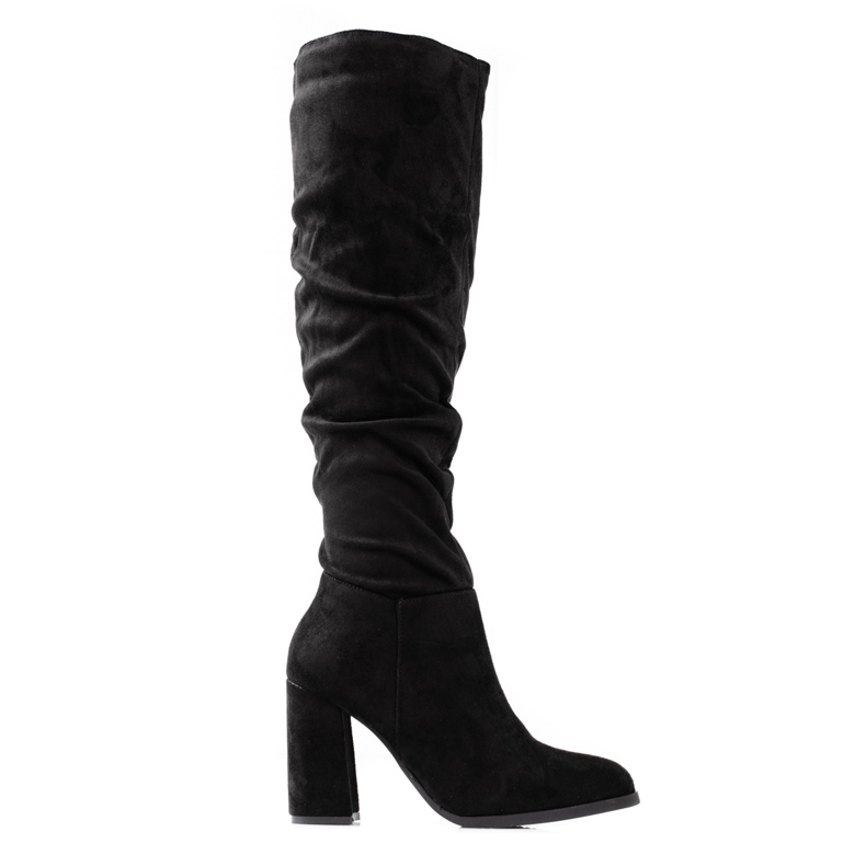 Women's Shelovet high heel boots made of black ecological suede