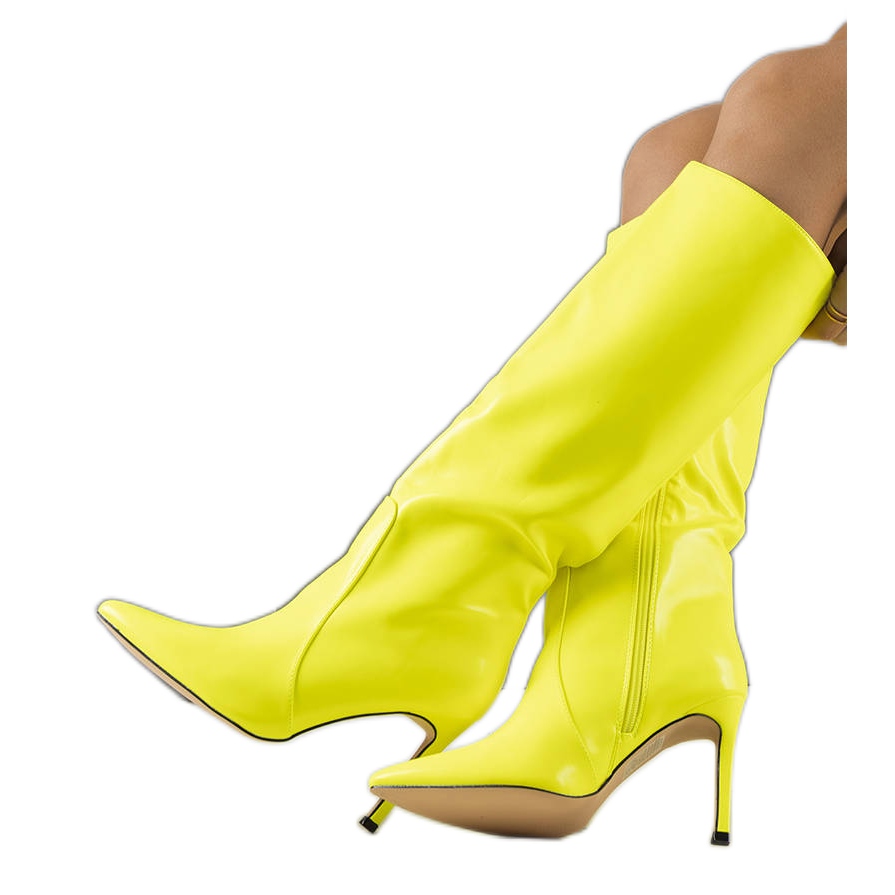 Yellow 2025 stiletto boots