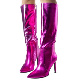 BM Neon pink high heel boots from Jaylin