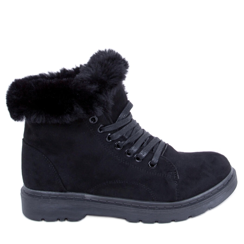 BM Lace-up boots with fur Morena Black