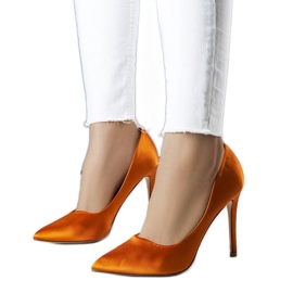 Orange satin pumps from Lochlan